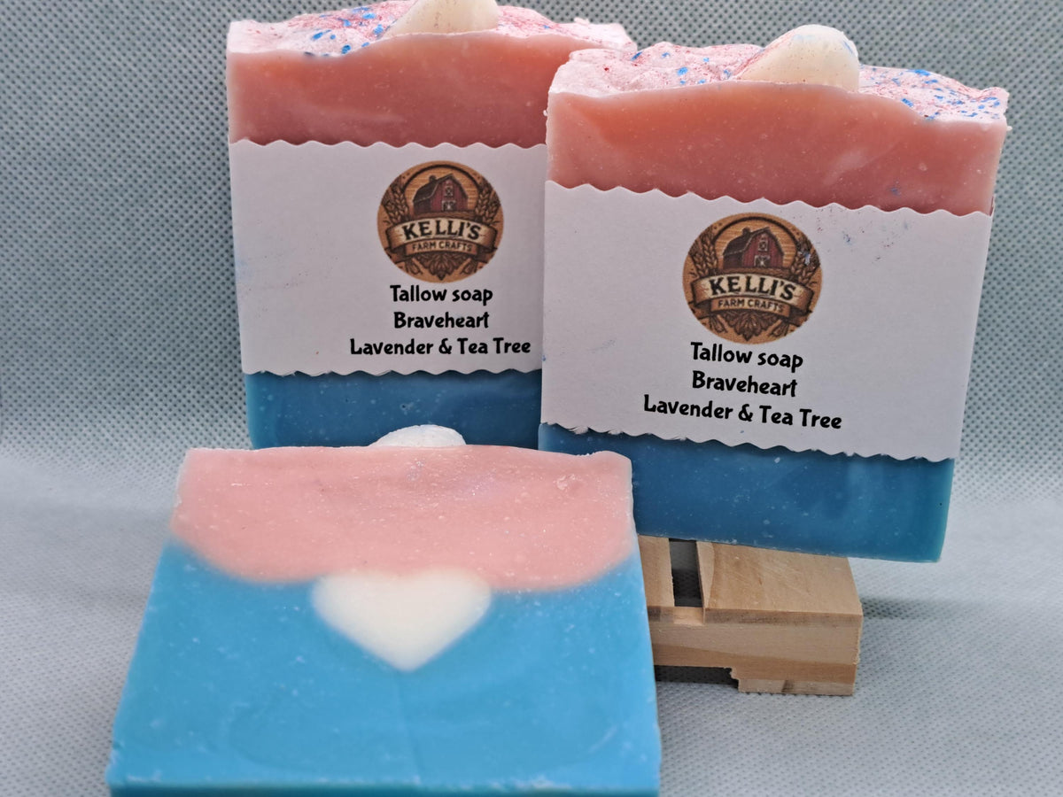 Handmade Beef Tallow Soap: Lavender Tea Tree Oil, 4.5 oz Bar