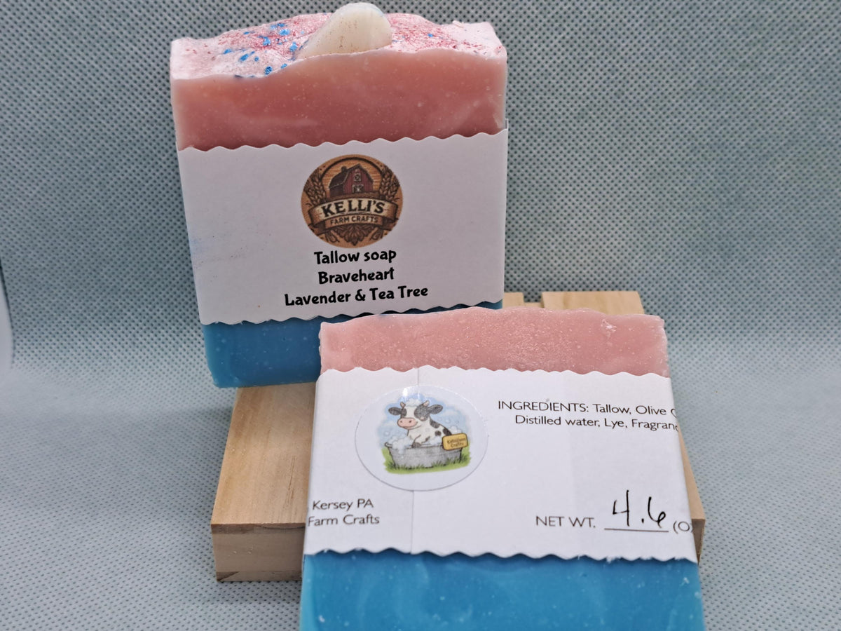 Handmade Beef Tallow Soap: Lavender Tea Tree Oil, 4.5 oz Bar