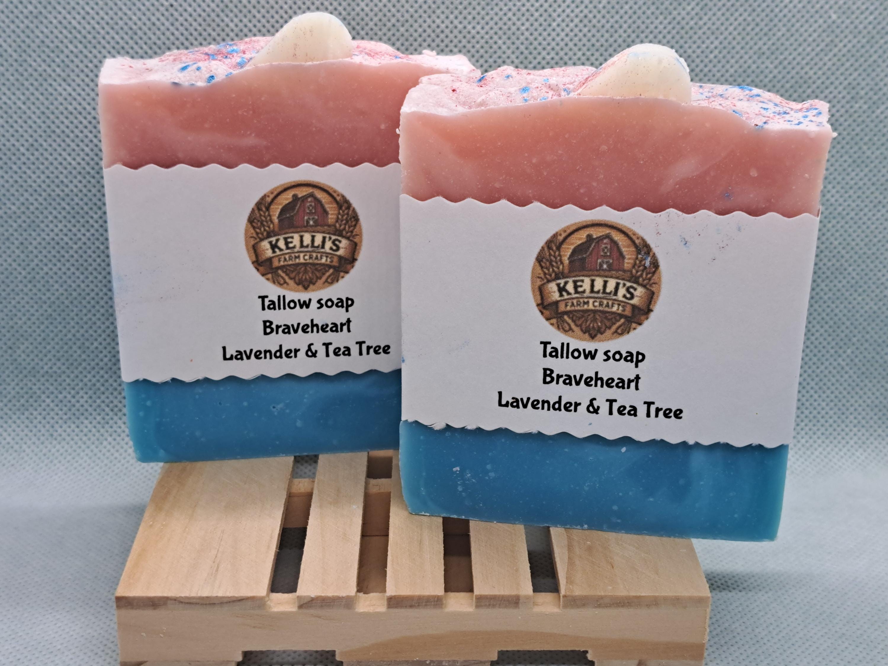 Handmade Beef Tallow Soap: Lavender Tea Tree Oil, 4.5 oz Bar