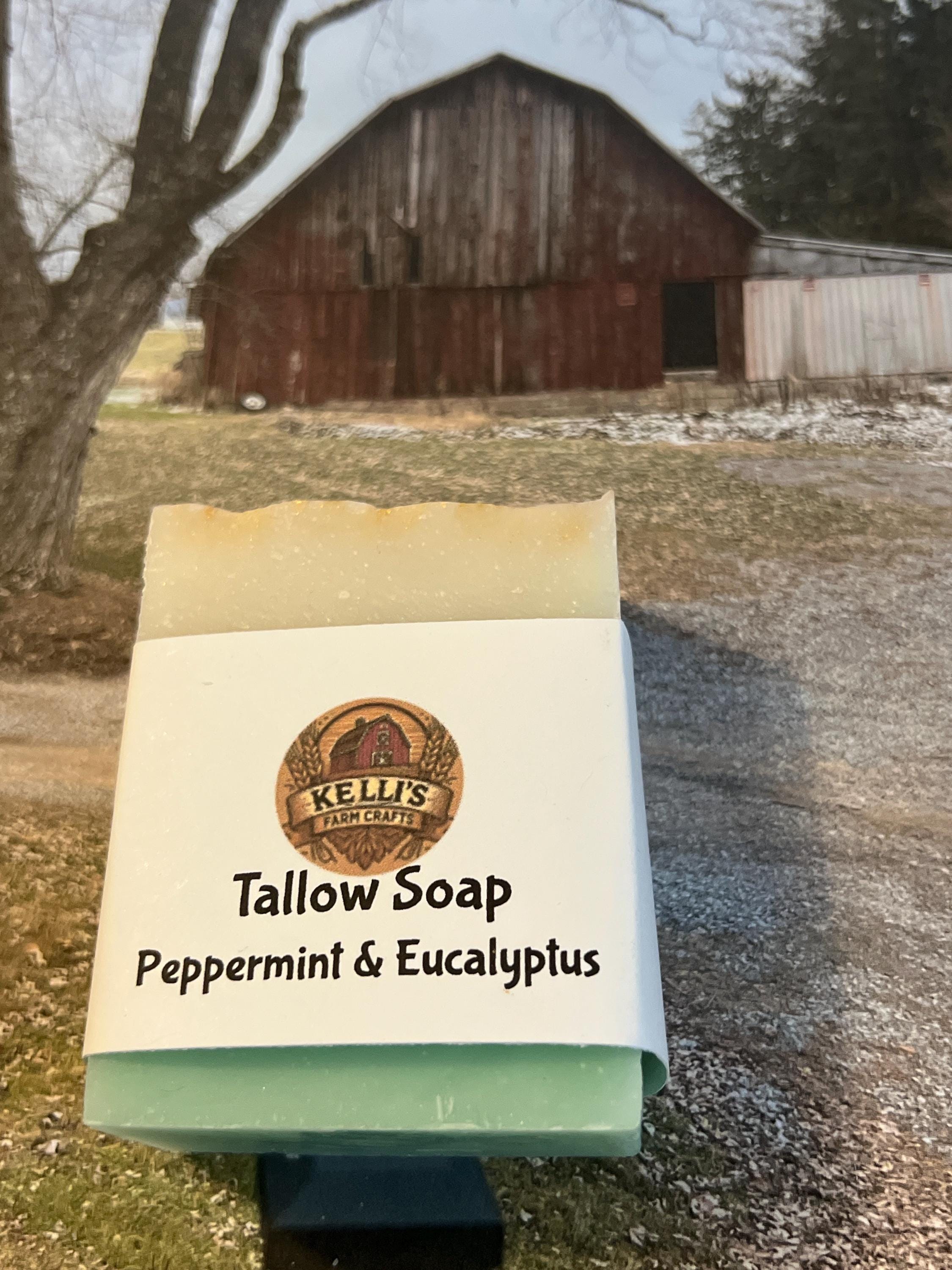 Handmade Beef Tallow Soap: Peppermint Eucalyptus Scent