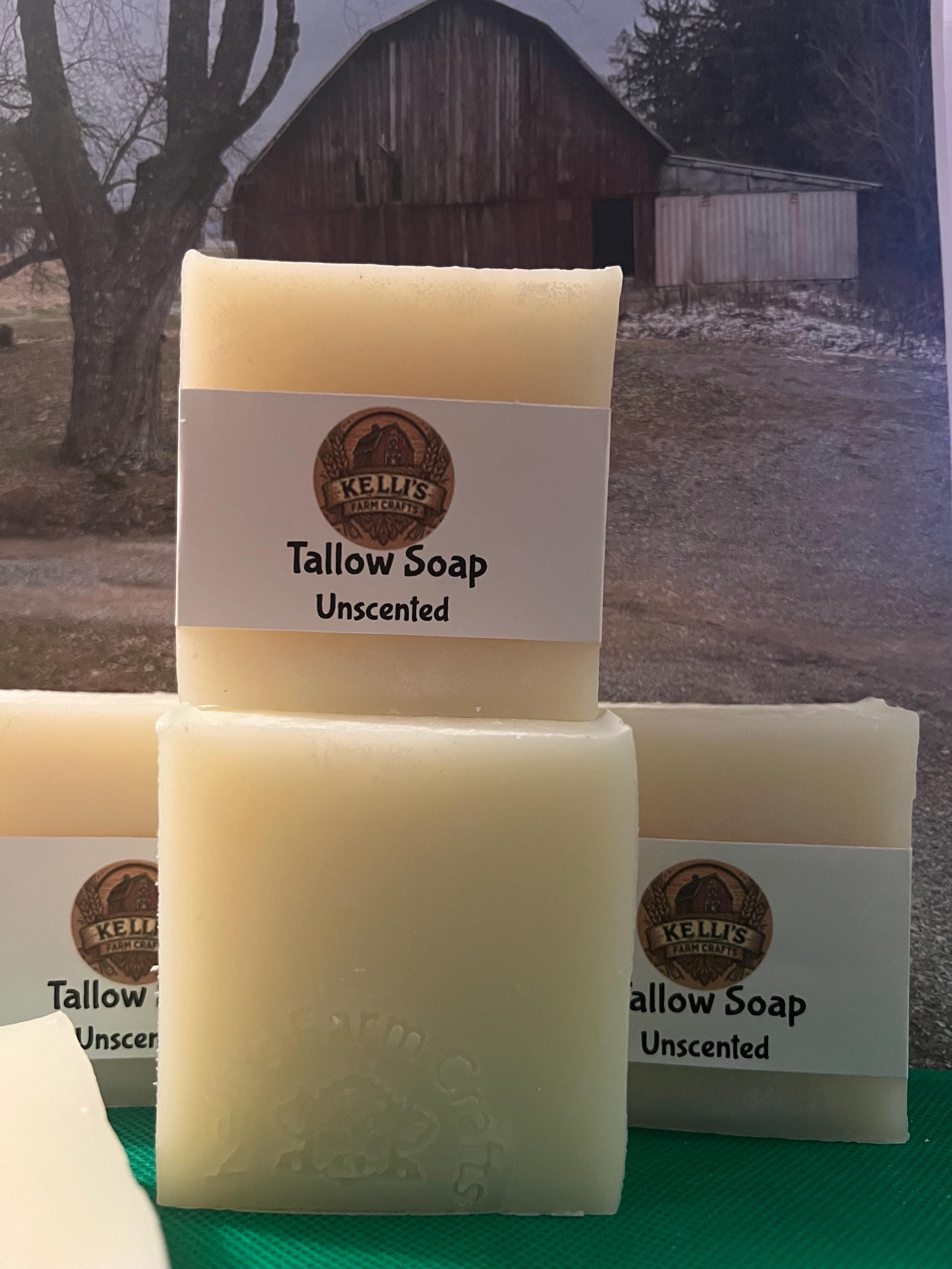 Unscented Beef Tallow Soap Bar • Handmade, All Skin types