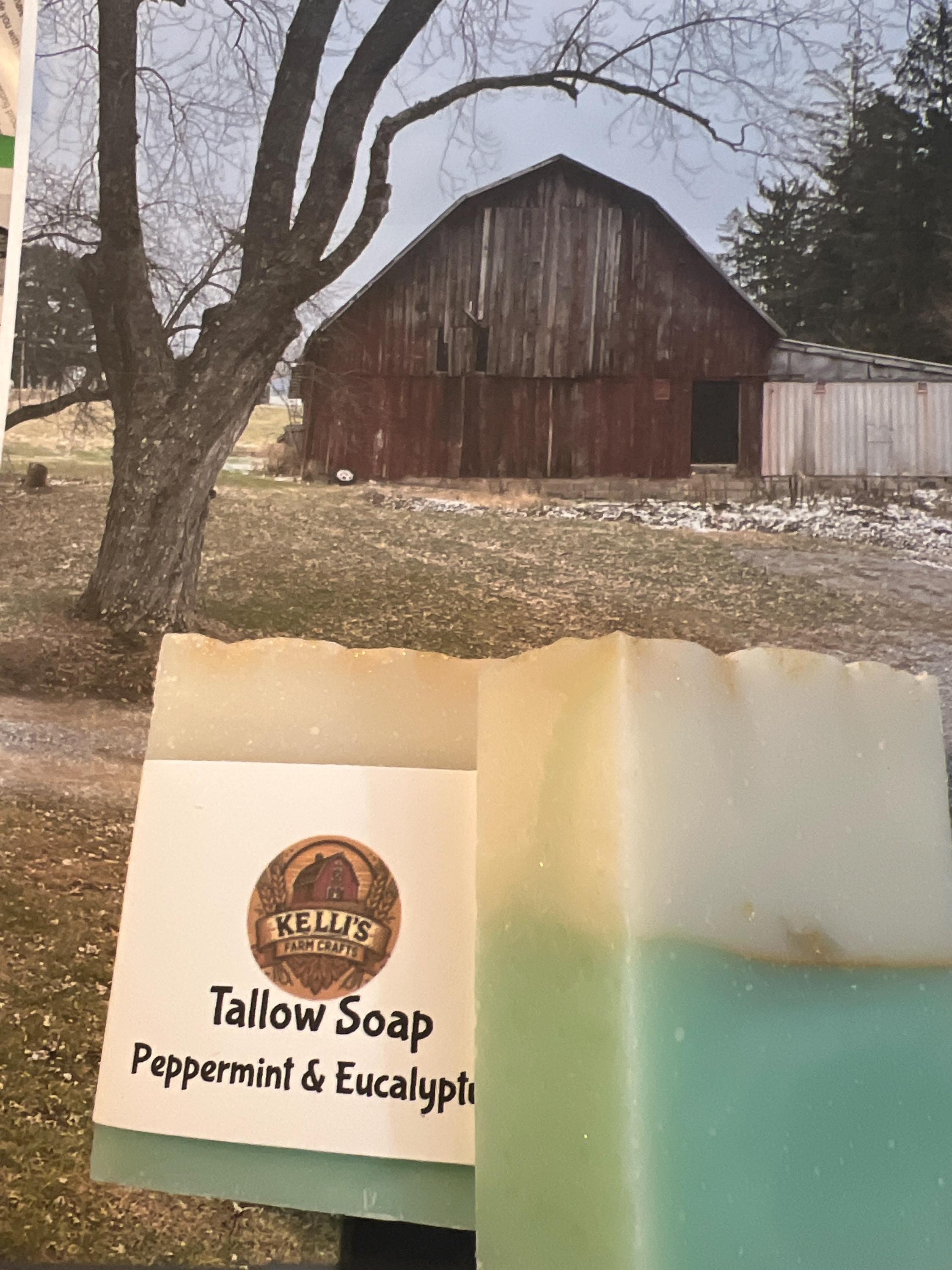 Handmade Beef Tallow Soap: Peppermint Eucalyptus Scent