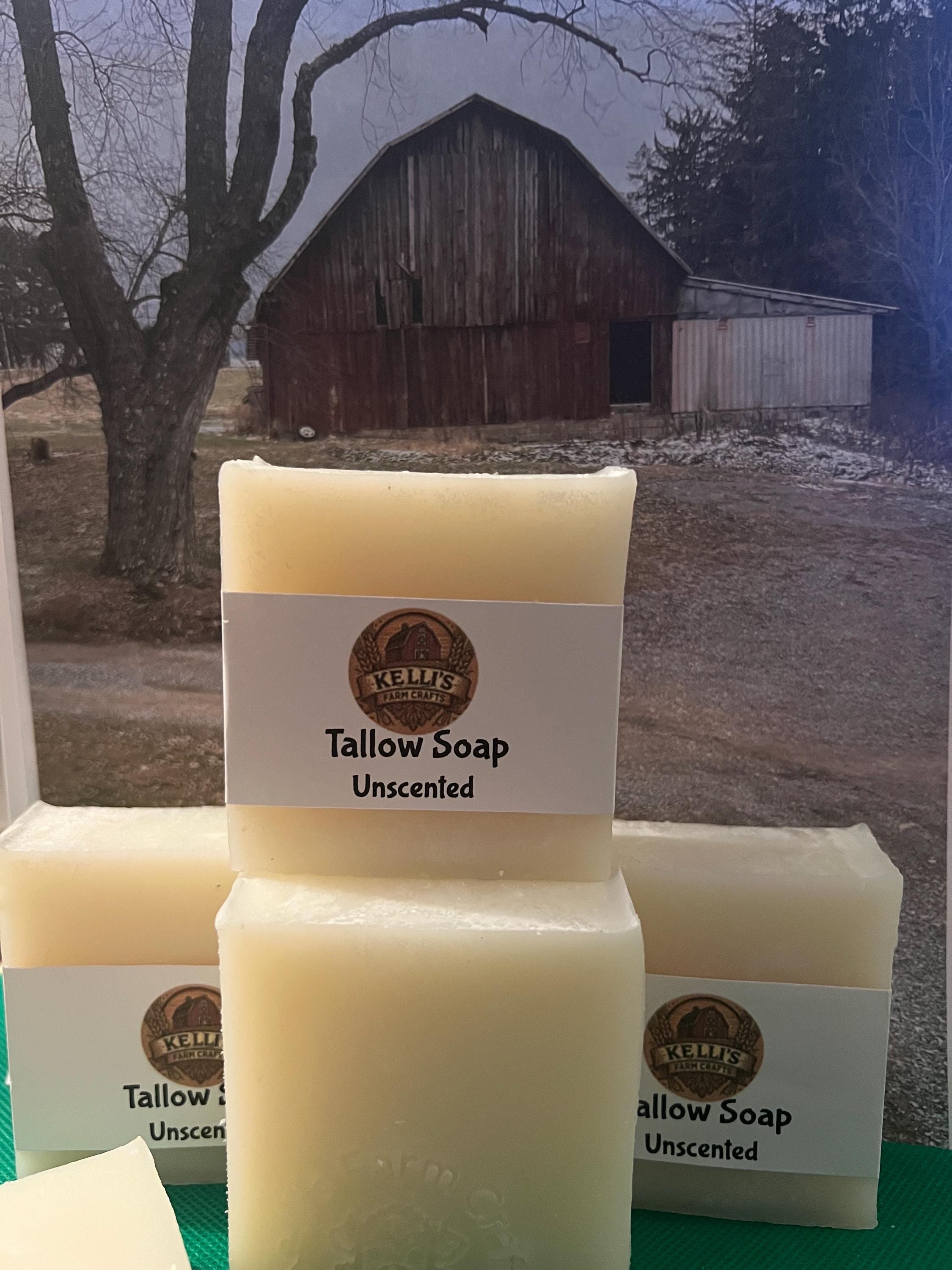 Unscented Beef Tallow Soap Bar • Handmade, All Skin types