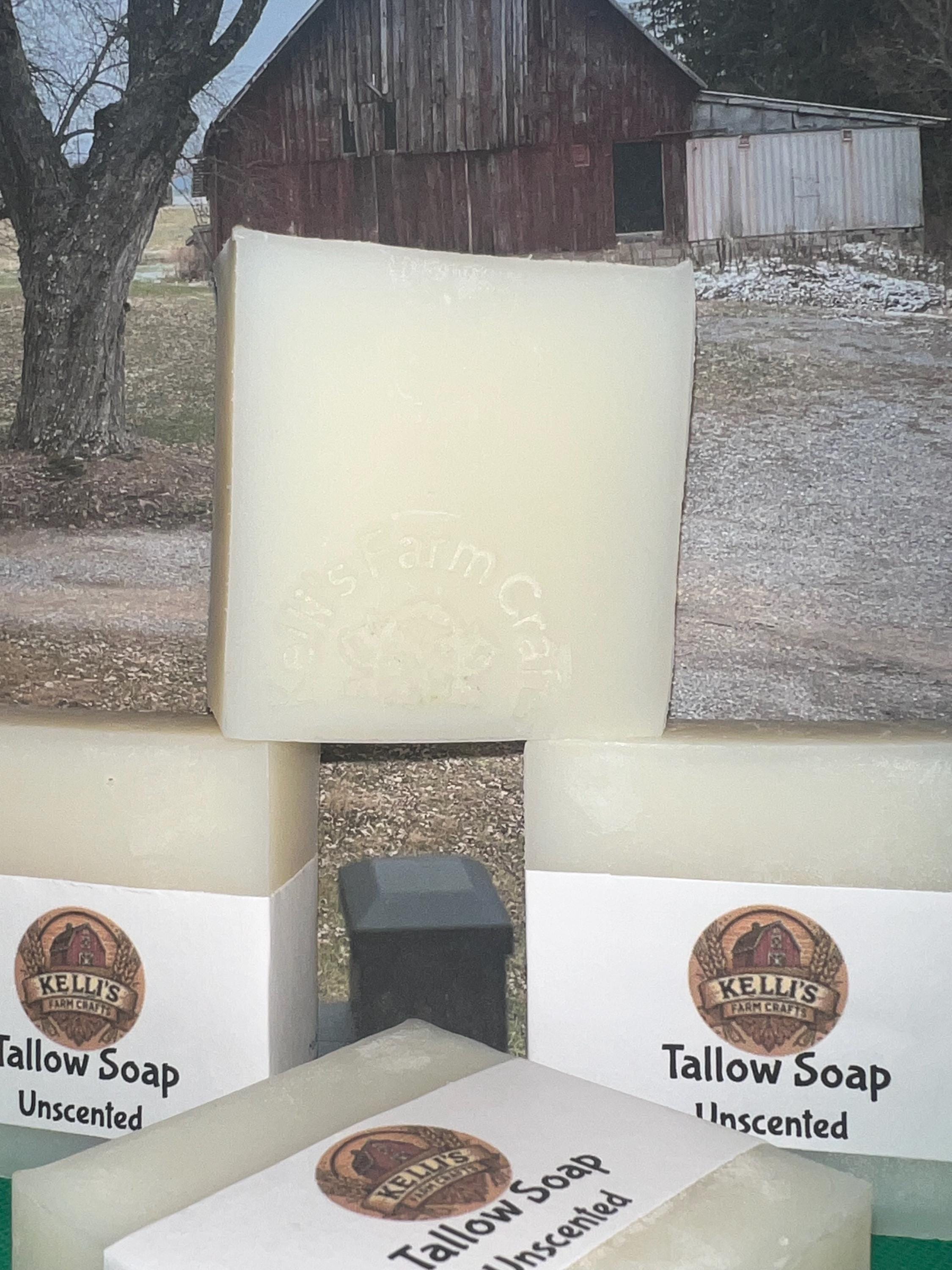 Unscented Beef Tallow Soap Bar • Handmade, All Skin types